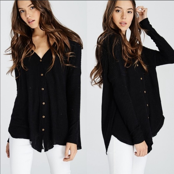 🆕 Vanessa - Black Oversized Thermal Top - Picture 7 of 8